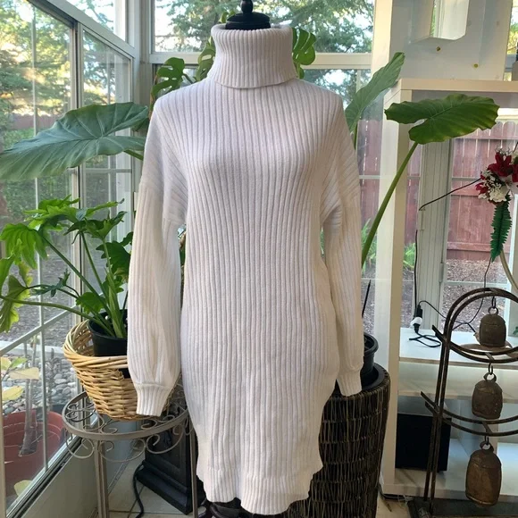 ANRABESS Oversized Sweaters Dress for Women Turtleneck Batwing Sleeve - Picture 5 of 13